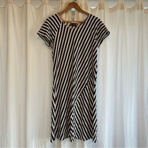 BAR by MELIS KOZAN | Striped Black and White Midi Dress Size Large